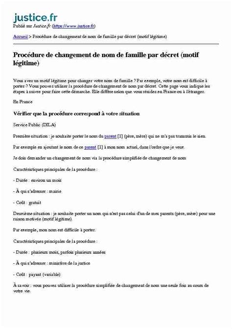 Changement de nom pour motif légitime .